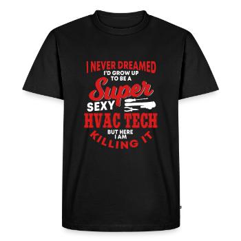 Technique CVC amusante qui dit ventilation et chauffage - T-shirt Premium bio Homme - noir - Devant - Nico (187cm)