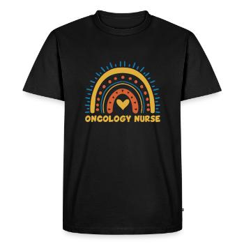 Infirmière en oncologie Rainbow - T-shirt Premium bio Homme - noir - Devant - Nico (187cm)