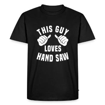 Drôle de menuisier à la scie à main - T-shirt Premium bio Homme - noir - Devant - Nico (187cm)