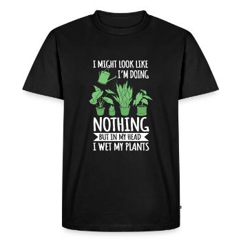 Funny Gardener Plants Design - Men's Premium Organic T-Shirt - black - Front - Nico (187cm)