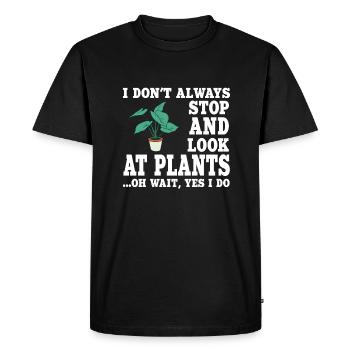 Funny Plant Saying - Men's Premium Organic T-Shirt - black - Front - Nico (187cm)