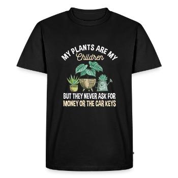 Funny Plants Lover and Garden Saying - Men's Premium Organic T-Shirt - black - Front - Nico (187cm)