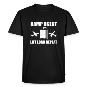 Drôle d’agent de rampe disant service d’avion - T-shirt Premium bio Homme - noir - Devant - Nico (187cm)