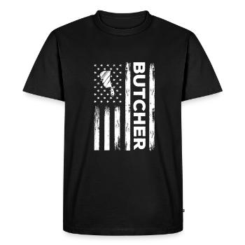 Drapeau des États-Unis Conception du boucher - T-shirt Premium bio Homme - noir - Devant - Nico (187cm)