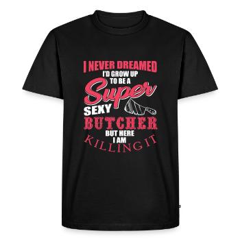 Butcher - Men's Premium Organic T-Shirt - black - Front - Nico (187cm)