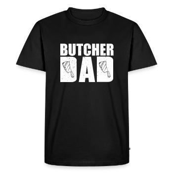 Funny butcher dad meat merchant cleaver - Men's Premium Organic T-Shirt - black - Front - Nico (187cm)