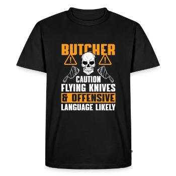 Funny butcher saying - Men's Premium Organic T-Shirt - black - Front - Nico (187cm)