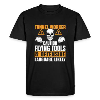 Beaucoup d’humour de la part des travailleurs du tunnel - T-shirt Premium bio Homme - noir - Devant - Nico (187cm)