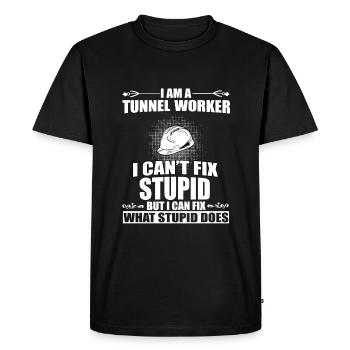 Drôle de dicton d’ouvrier de tunnel - T-shirt Premium bio Homme - noir - Devant - Nico (187cm)