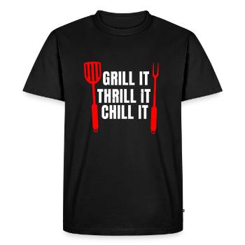 Funny BBQ Gift Idea - Men's Premium Organic T-Shirt - black - Front - Nico (187cm)