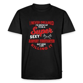 Funny airport firefighter - Men's Premium Organic T-Shirt - black - Front - Nico (187cm)