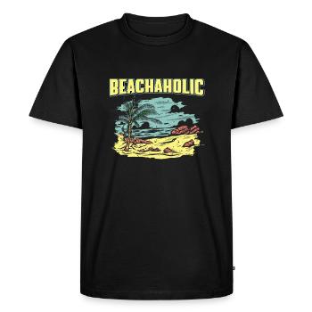 Vacances d’été et de Palm Beach amusantes - T-shirt Premium bio Homme - noir - Devant - Nico (187cm)