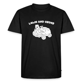 Drôle de pelouse et d’ordre pour les jardiniers - T-shirt Premium bio Homme - noir - Devant - Nico (187cm)