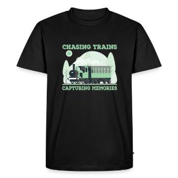À la recherche de trains - T-shirt Premium bio Homme - noir - Devant - Nico (187cm)