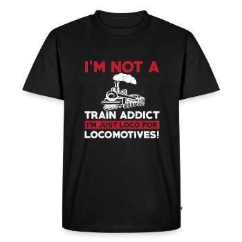Drôle de costume d’amoureux de la locomotive - T-shirt Premium bio Homme - noir - Devant - Nico (187cm)