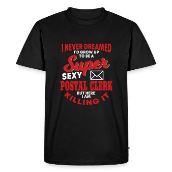 Drôle de chemise de postier - T-shirt Premium bio Homme - noir - Devant - Nico (187cm)
