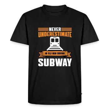 Funny male subway driver - Men's Premium Organic T-Shirt - black - Front - Nico (187cm)