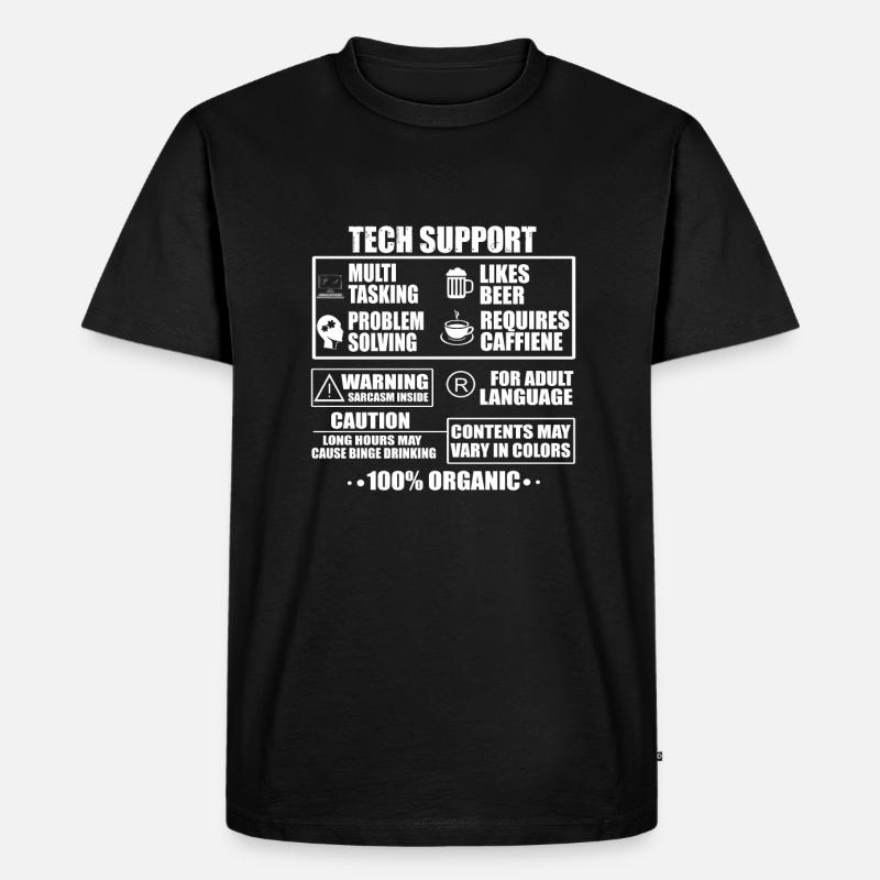 Tech Support - Männer Premium Bio T-Shirt - Schwarz