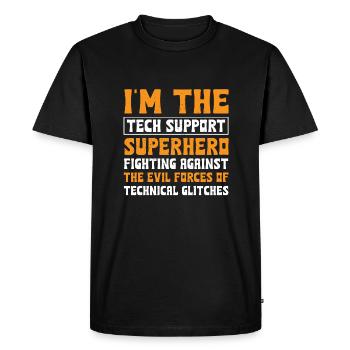Support technique Super-héros - T-shirt Premium bio Homme - noir - Devant - Nico (187cm)