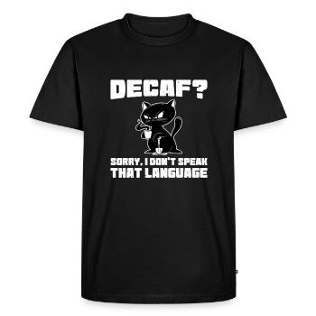 Drôle de chat buvant du café contenant de la caféine - T-shirt Premium bio Homme - noir - Devant - Nico (187cm)