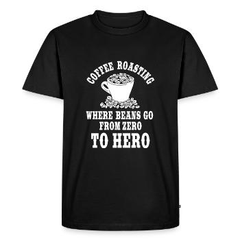 Funny Coffee Roaster Gift - Men's Premium Organic T-Shirt - black - Front - Nico (187cm)