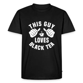 Ce gars aime le thé noir - T-shirt Premium bio Homme - noir - Devant - Nico (187cm)