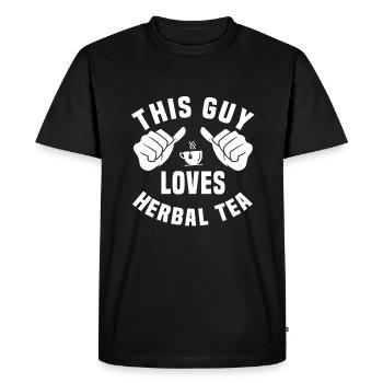 Ce gars adore les tisanes - T-shirt Premium bio Homme - noir - Devant - Nico (187cm)