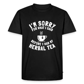 Drôle d’amateur de tisane - T-shirt Premium bio Homme - noir - Devant - Nico (187cm)