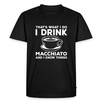 Funny Macchiato Design Love Caffè Latte - Men's Premium Organic T-Shirt - black - Front - Nico (187cm)