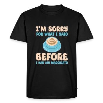 Italian Coffee Macchiato Design - Men's Premium Organic T-Shirt - black - Front - Nico (187cm)