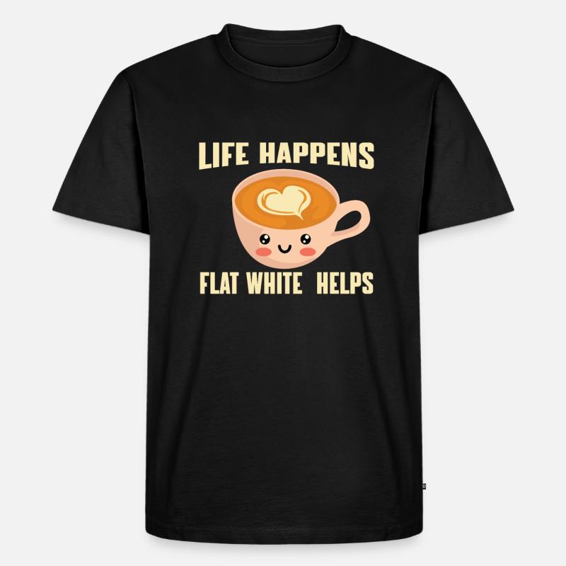 Flat White - Männer Premium Bio T-Shirt - Schwarz