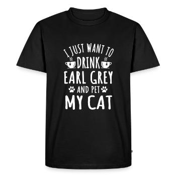 Drôle de thé Earl Grey et amoureux des chats - T-shirt Premium bio Homme - noir - Devant - Nico (187cm)