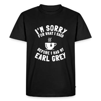 Drôle d’amateur de thé Earl Grey disant - T-shirt Premium bio Homme - noir - Devant - Nico (187cm)