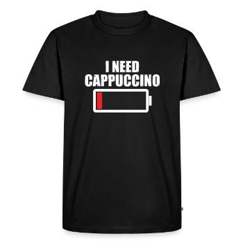 J’ai besoin de cappuccino - T-shirt Premium bio Homme - noir - Devant - Nico (187cm)