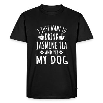 Thé au jasmin et tenue de chien Propriétaires de chiens - T-shirt Premium bio Homme - noir - Devant - Nico (187cm)