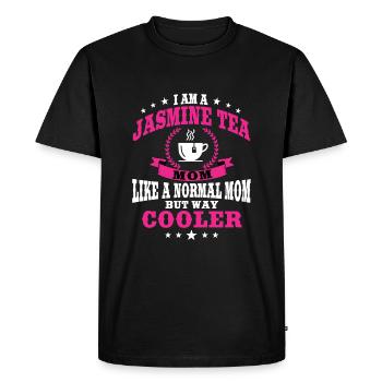 Drôle de maman au thé au jasmin - T-shirt Premium bio Homme - noir - Devant - Nico (187cm)