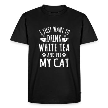 Thé blanc et tenue de propriétaire de chat - T-shirt Premium bio Homme - noir - Devant - Nico (187cm)