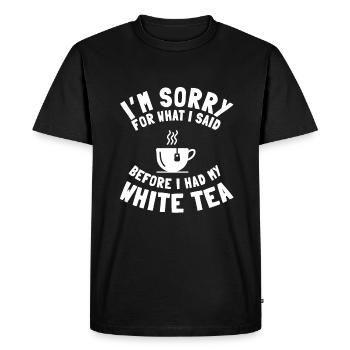 Dicton de l’amateur de thé blanc - T-shirt Premium bio Homme - noir - Devant - Nico (187cm)
