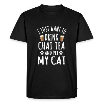 Thé Chai drôle et conception de propriétaire de chat - T-shirt Premium bio Homme - noir - Devant - Nico (187cm)
