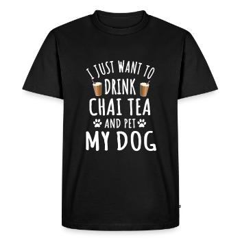 Drôle de thé Chai et conception de propriétaire de chien - T-shirt Premium bio Homme - noir - Devant - Nico (187cm)