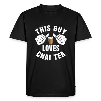 Thé Chai Humour - T-shirt Premium bio Homme - noir - Devant - Nico (187cm)