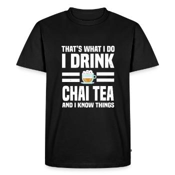 Dicton du thé Chai frais - T-shirt Premium bio Homme - noir - Devant - Nico (187cm)