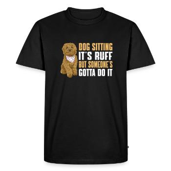 Drôle de chien assis en disant - T-shirt Premium bio Homme - noir - Devant - Nico (187cm)