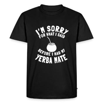 Drôle d’amant yerba mate disant - T-shirt Premium bio Homme - noir - Devant - Nico (187cm)