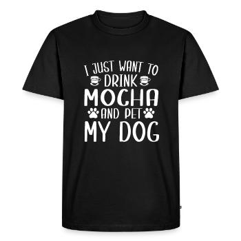 Drôle de café moka et amoureux des chiens - T-shirt Premium bio Homme - noir - Devant - Nico (187cm)