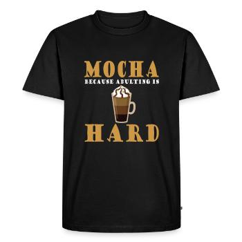 Café Moka disant café et chocolat - T-shirt Premium bio Homme - noir - Devant - Nico (187cm)