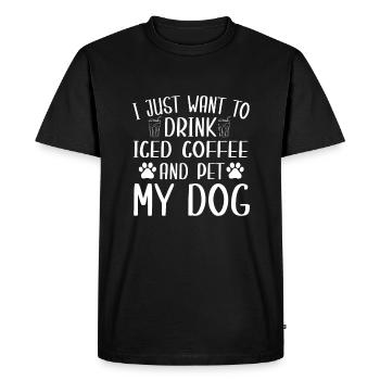 Sweet iced coffee and dog fan - Men's Premium Organic T-Shirt - black - Front - Nico (187cm)