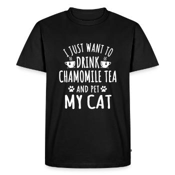Chamomile tea and cat lovers - Men's Premium Organic T-Shirt - black - Front - Nico (187cm)