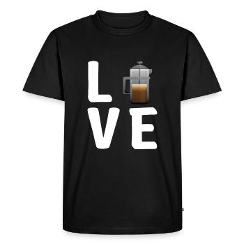 J’adore la presse à café française - T-shirt Premium bio Homme - noir - Devant - Nico (187cm)