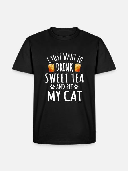 Sweet Tea and Cats - Men's Premium Organic T-Shirt - black
